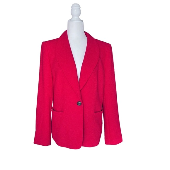 Lafayette 148 New York Jackets & Blazers - Lafayette 148 Single Breasted Virgin Wool Fully Lined Long Sleeve Blazer Red 12